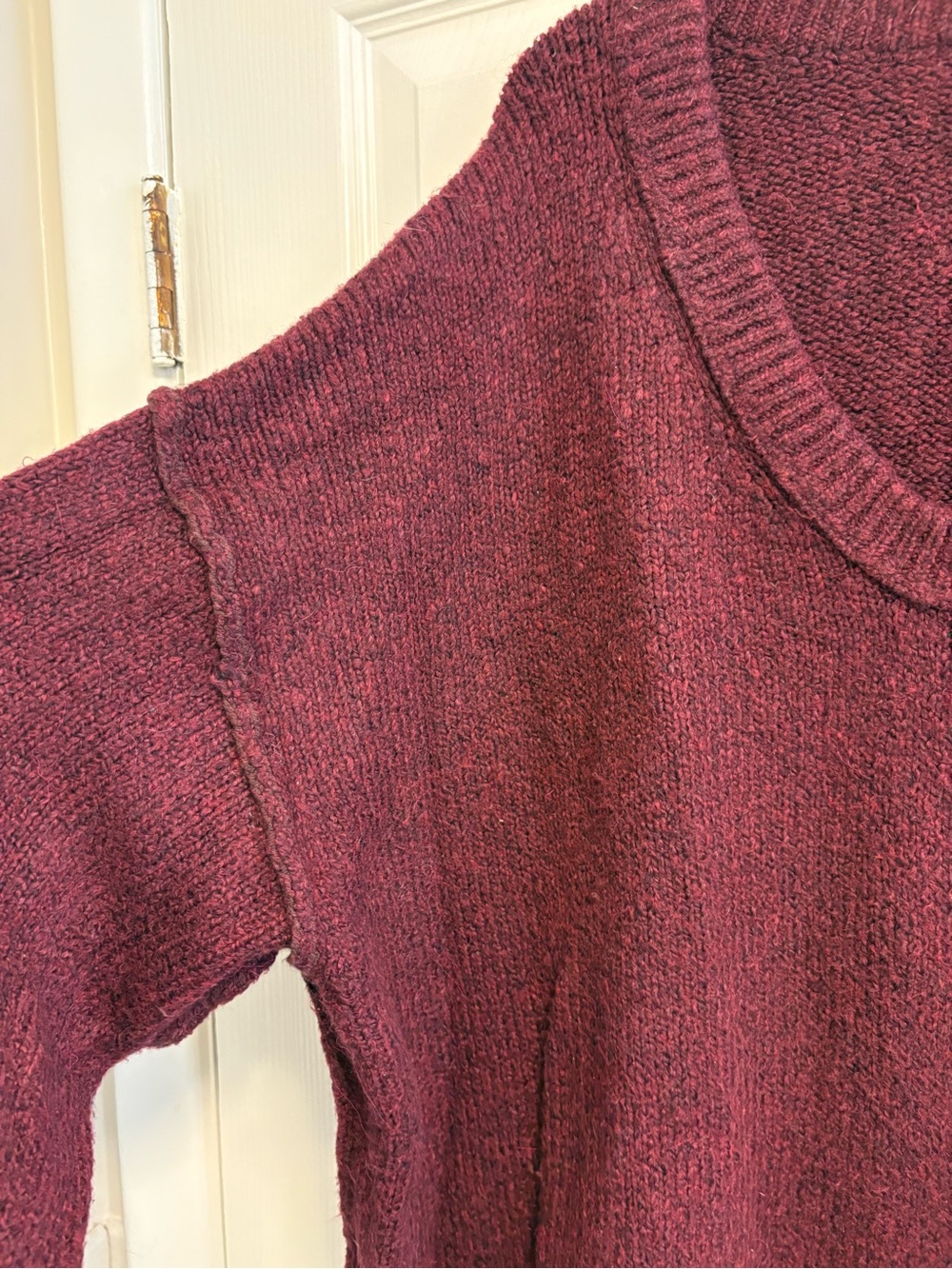 Free People Deep Burgundy Oversized V-Neck Sweater - Picture 4 of 14